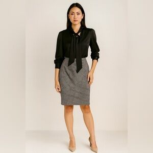 Boy. By Band of Brothers Pencil Skirt Designer Plaid Houndstooth Black White 4 6